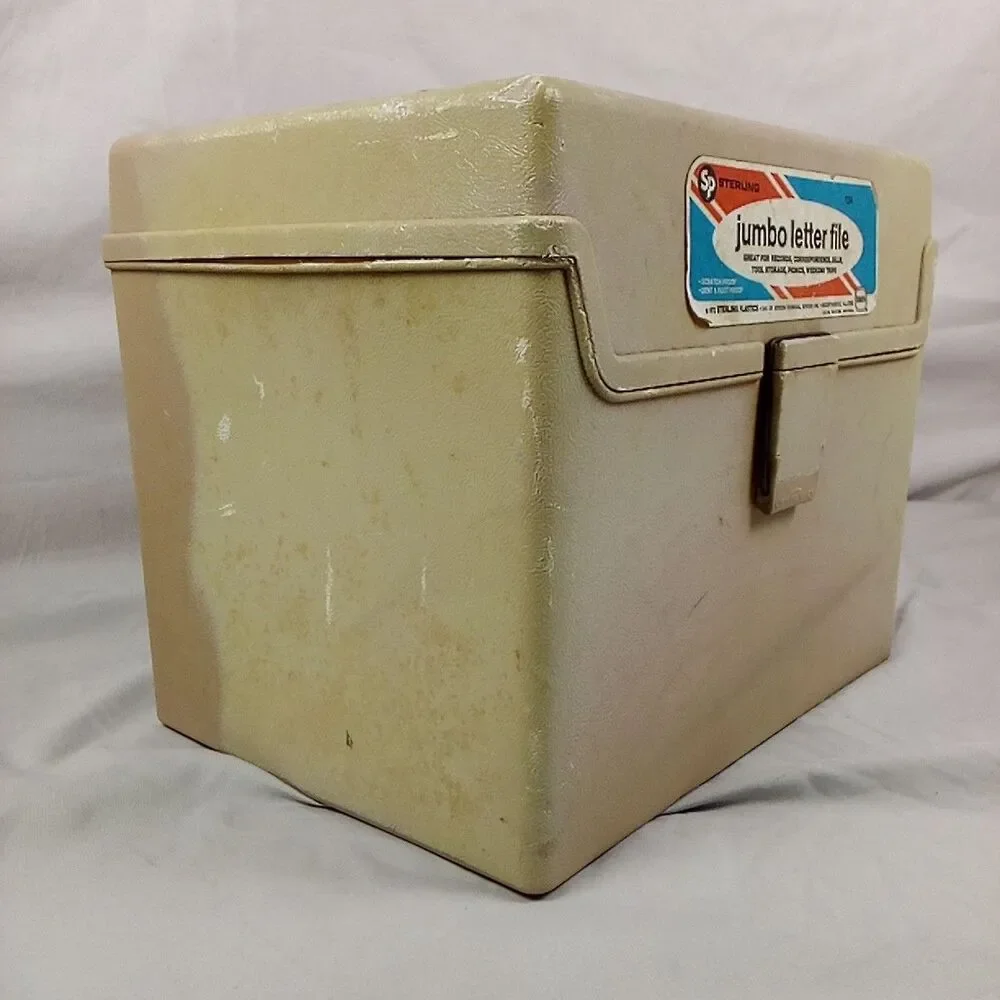 Sterling Jumbo Letter File Storage Box Large Vintage Archive Almond Cream Bin